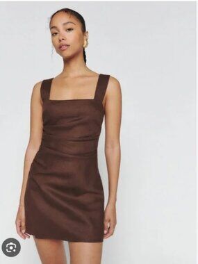 Reformation Kerrigan Linen Dress Brown Size 0